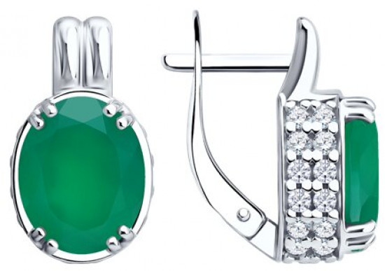 Серьги из серебра с агатами и фианитами