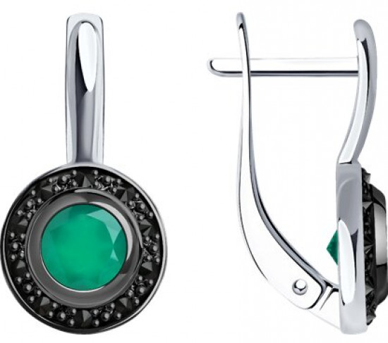 Серьги из серебра с агатами и фианитами