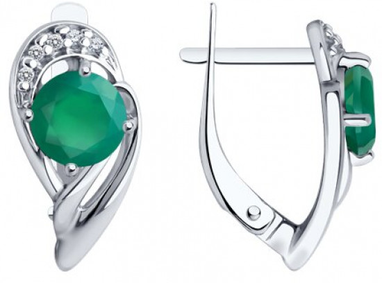 Серьги из серебра с агатами и фианитами