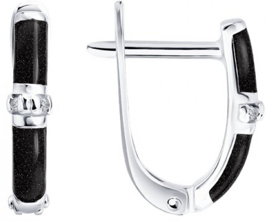 Серьги из серебра с бриллиантами и эмалью