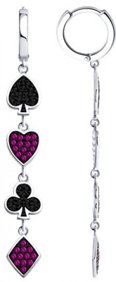 Серьги из серебра с корундами и фианитами