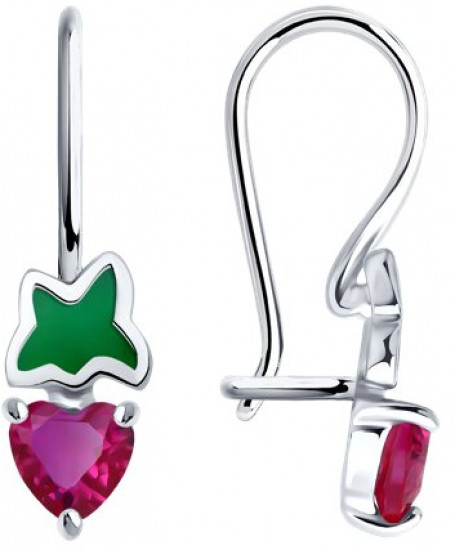 Серьги из серебра с корундами и эмалью