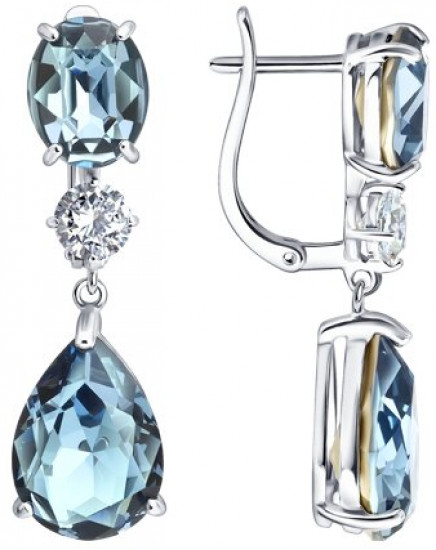 Серьги из серебра с кристаллами и фианитами