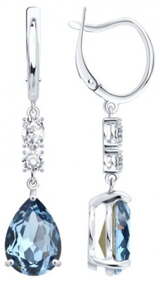 Серьги из серебра с кристаллами и фианитами