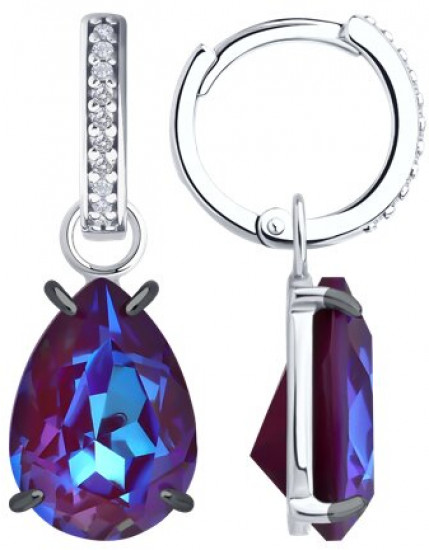 Серьги из серебра с кристаллами и фианитами