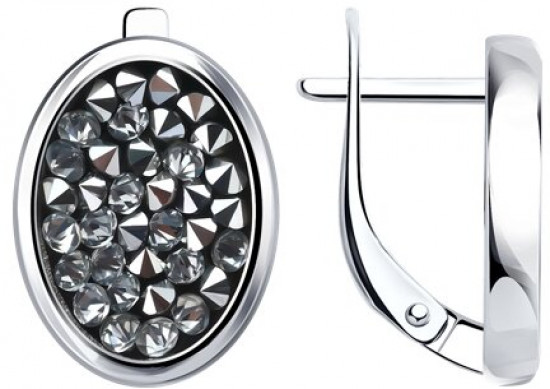 Серьги из серебра с кристальной тканью