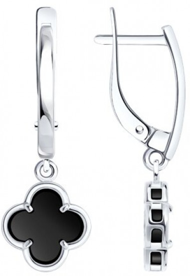 Серьги из серебра с ониксами