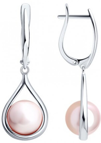 Серьги из серебра с синтетическим жемчугом