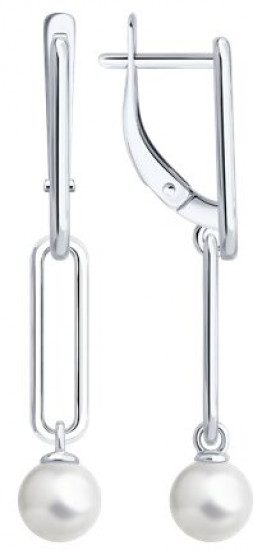 Серьги из серебра с синтетическим жемчугом