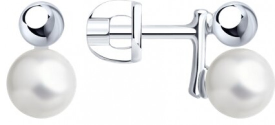 Серьги из серебра с синтетическим жемчугом