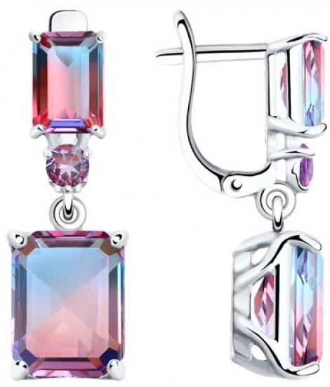 Серьги из серебра с ситаллами и фианитами