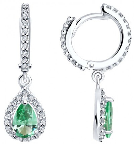 Серьги из серебра с ситаллами и фианитами