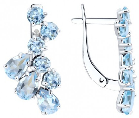 Серьги из серебра с топазами