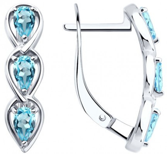 Серьги из серебра с топазами