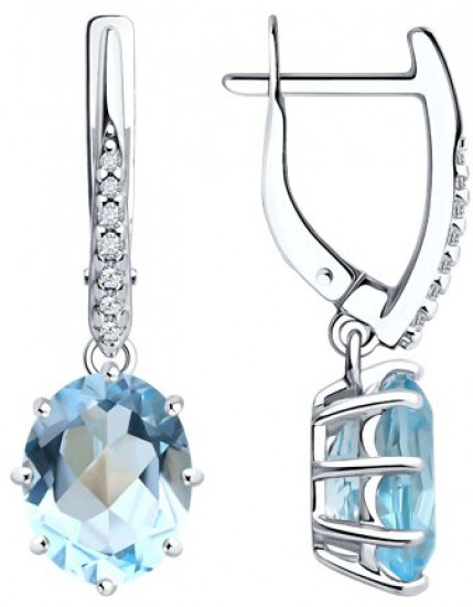 Серьги из серебра с топазами и фианитами