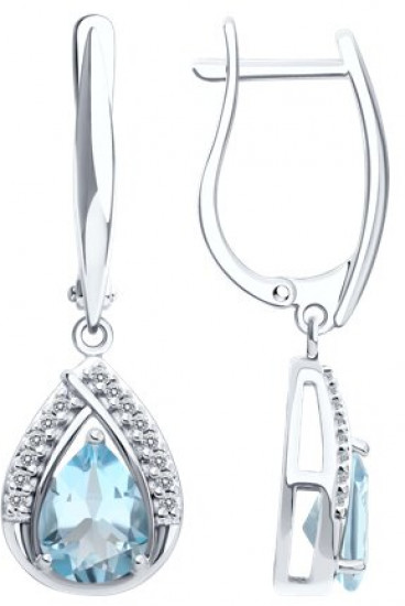 Серьги из серебра с топазами и фианитами