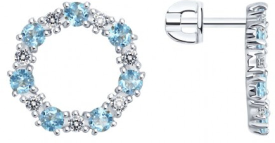 Серьги из серебра с топазами и фианитами