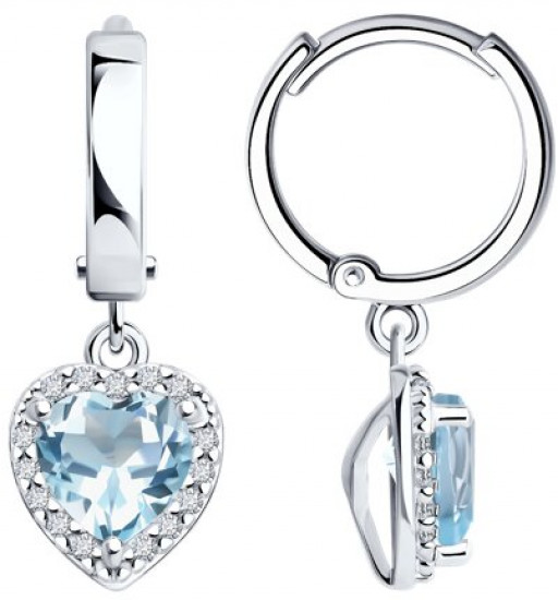 Серьги из серебра с топазами и фианитами