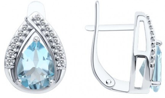 Серьги из серебра с топазами и фианитами