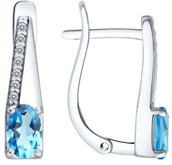 Серьги из серебра с топазами и фианитами