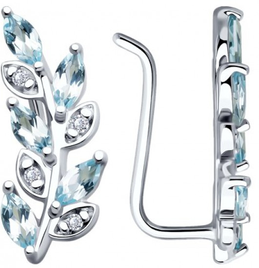 Серьги из серебра с топазами и фианитами