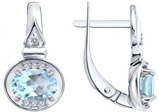 Серьги из серебра с топазами и фианитами