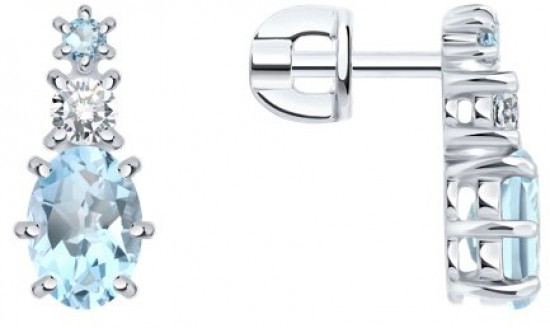 Серьги из серебра с топазами и фианитами