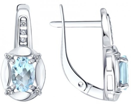 Серьги из серебра с топазами и фианитами