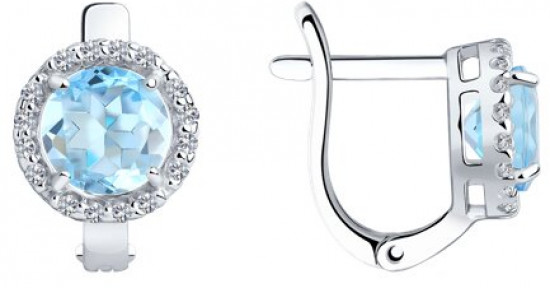 Серьги из серебра с топазами и фианитами