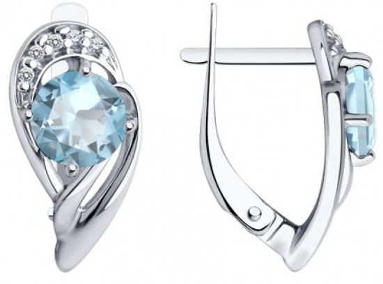 Серьги из серебра с топазами и фианитами