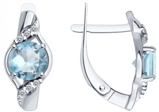 Серьги из серебра с топазами и фианитами