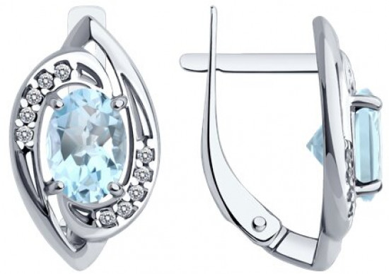 Серьги из серебра с топазами и фианитами