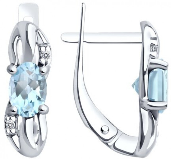 Серьги из серебра с топазами и фианитами