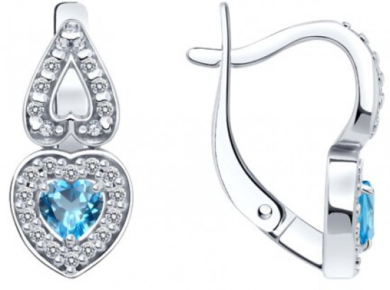 Серьги из серебра с топазами и фианитами