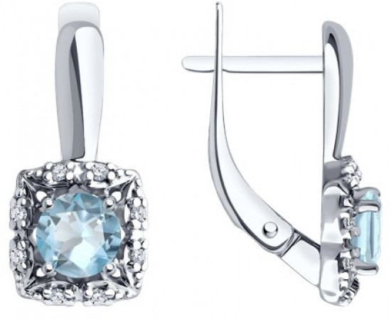 Серьги из серебра с топазами и фианитами