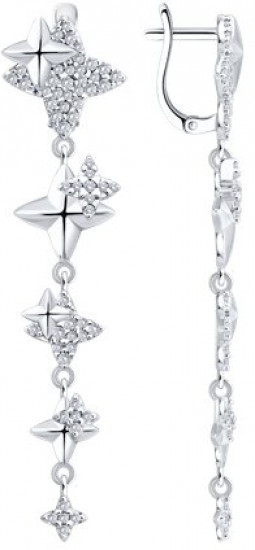 Серьги из серебра с фианитами