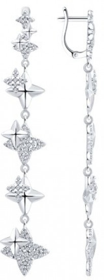 Серьги из серебра с фианитами