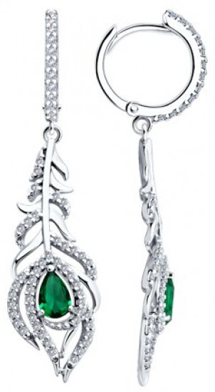 Серьги из серебра с фианитами