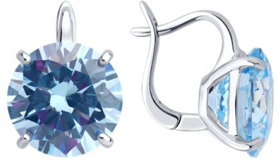 Серьги из серебра с фианитами