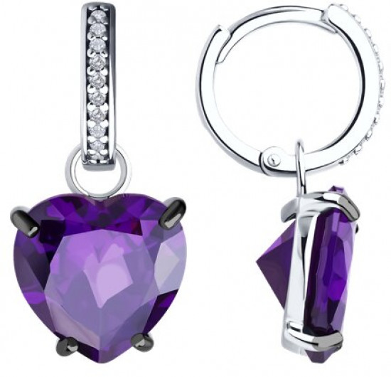 Серьги из серебра с фианитами