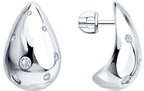 Серьги из серебра с фианитами