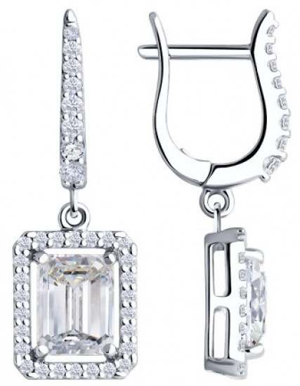 Серьги из серебра с фианитами