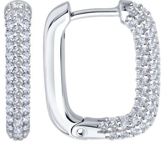 Серьги из серебра с фианитами