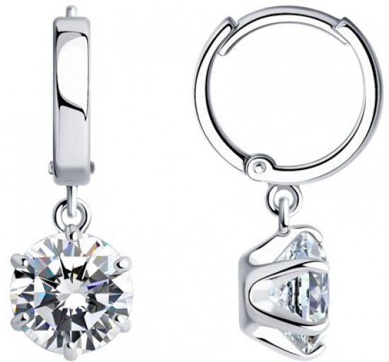 Серьги из серебра с фианитами