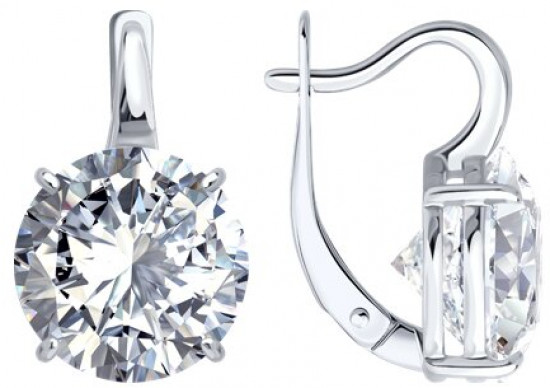 Серьги из серебра с фианитами