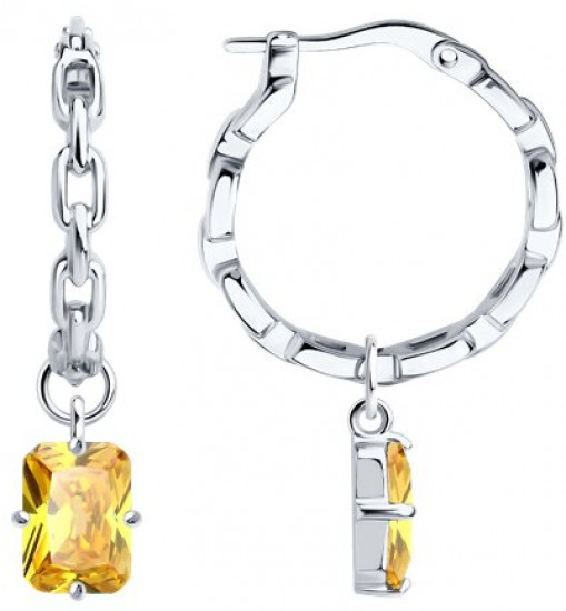 Серьги из серебра с фианитами