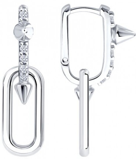 Серьги из серебра с фианитами