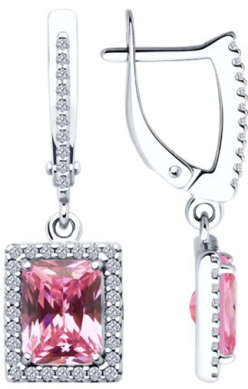 Серьги из серебра с фианитами