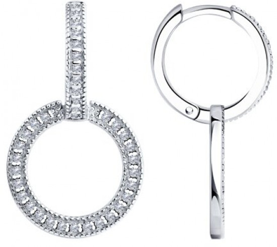 Серьги из серебра с фианитами