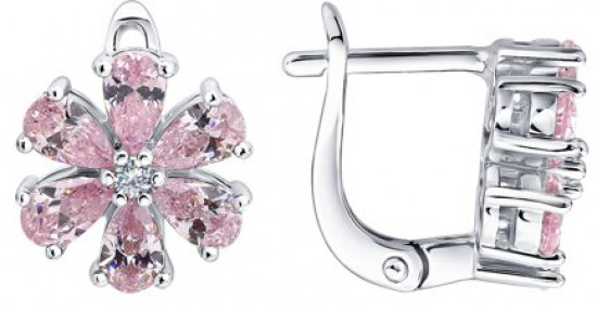 Серьги из серебра с фианитами